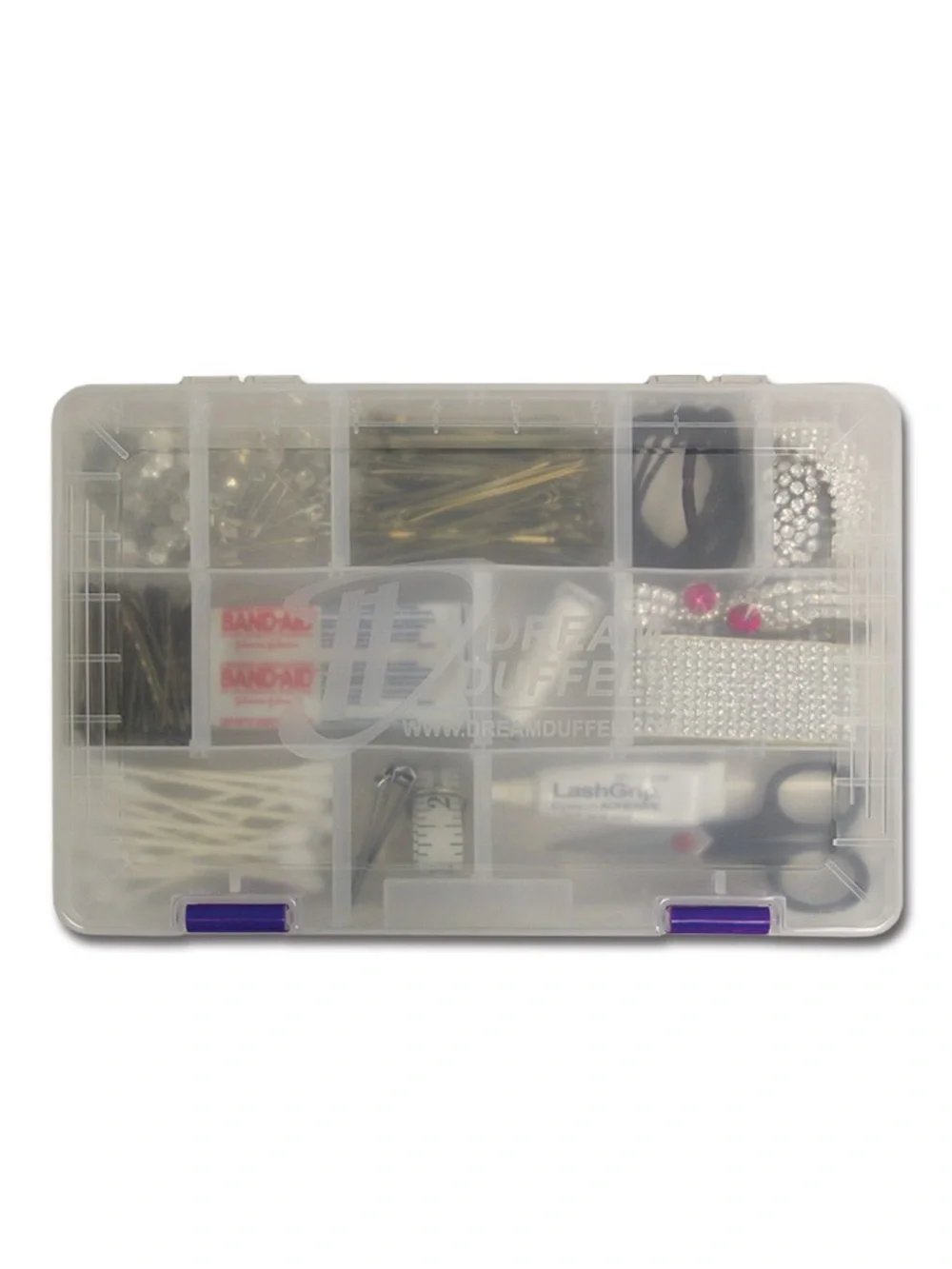 Dream Duffle Clear Plastic Storage Organizer Box with Purple Latches!